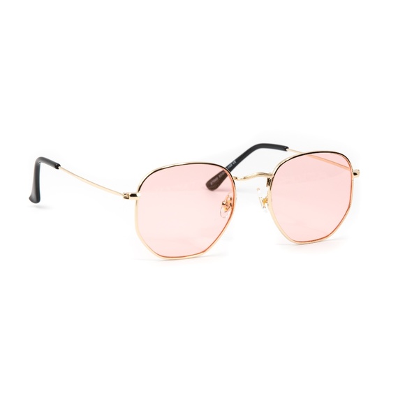 Pink Tint Gold Frame Retro Summer Sunglasses - Picture 3 of 4